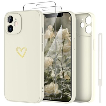 Pouzdro na mobilní telefon YisrLery Gold Heart Kompatibilní s pouzdrem iPhone 12 a 2dílnou