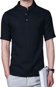 HOEREV Pánské ležérní prádlo Slim Fit košile s krátkým rukávem Plážové košile, černá, DE 52