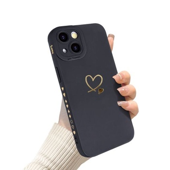 Puzdro Newseego kompatibilné s iPhone 14 (6,1 palca) Módny dizajn so zlatým srdcom Mäkký tekutý
