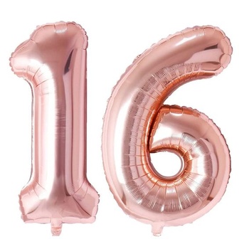 Ponmoo růžové zlaté balónky s čísly 16/61. 0 až 100 číslo…