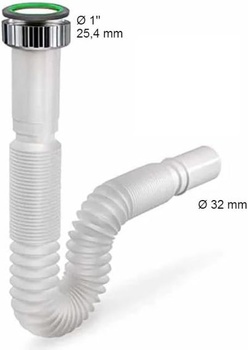 Jolly odpadní trubka pro kuchyňský dřez 1'' 1'' 1/4 1'' 1/2 vývod 32 40 mm flexibilní s kovovým