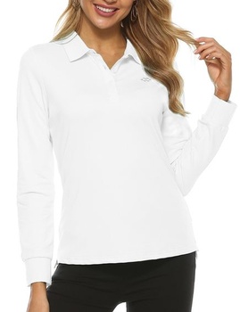 MoFiz Polo dámská polokošile s dlouhým rukávem Pracovní sportovní košile Golfový top s knoflíky