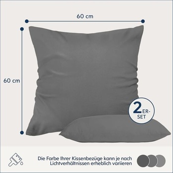 Dreamzie obliečky na vankúše (sada 2 ks) - na vankúše 60 x 60 cm, tmavo šedá, mikrovlákno (100%