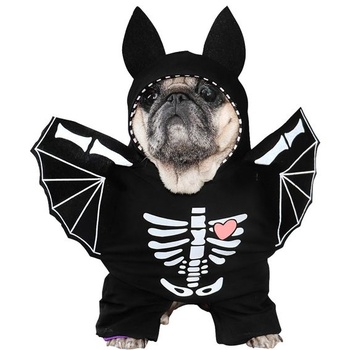 Kostým netopýra pro štěně Psa Kočka Halloweenská párty Efektní oblečení Pet Bone L