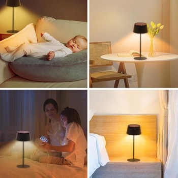 Solární stolní lampa ANTELA Bezdrátová stmívatelná LED stolní lampa Venkovní dobíjecí teplé bílé
