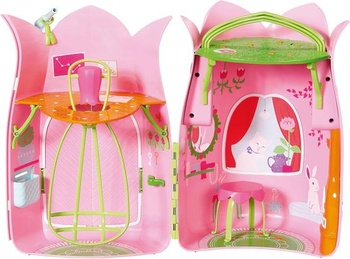 BABY born Storybook Cottage, rozkladací domček pre bábiky pre 18 cm bábiky so stolíkom, krbom,