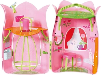 BABY born Storybook Cottage, rozkládací domeček pro panenky pro 18 cm panenky se stolkem, krbem,