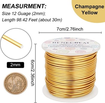 BENECREAT 12 Gauge (2 mm) Hliníková dĺžka 100 FT (30 m) Eloxovaná výroba šperkov Perlen Kvetinovo