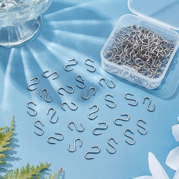 PandaHall 150 ks 304 Nerezová oceľ Háčiky v tvare S 14mm Mini S háčiky Závesné háčiky Vešiak Strieborný