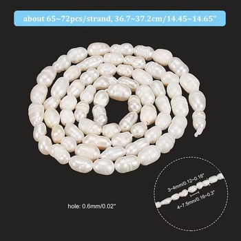 NBEADS Cca 65ks Prírodné kultivované sladkovodné perly, 3~4mm Biele mini perly triedy A Ryža