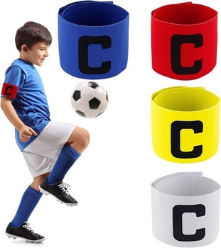 Súprava 4 kapitánskych pások na rukáv pre deti, futbalové kapitánske pásky na rukáv, nastaviteľná