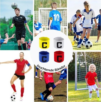 Súprava 4 kapitánskych pások na rukáv pre deti, futbalové kapitánske pásky na rukáv, nastaviteľná