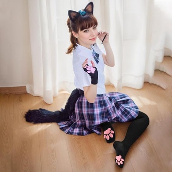 Lusofia mačacie labka stehennej ponožky nad kolená kawaii 3D mačacie ponožky cosplay pančuchy pre
