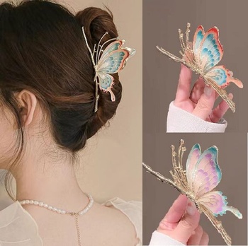 2 Balenie sponky do vlasov Butterfly pre ženy, 2 Balenie veľkých protišmykových silných kovových