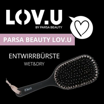PARSA Beauty LOV.U Rozčesávacia kefa Wet & Dry (čierna) – Kefa na vlasy s flexibilnými nylonovými