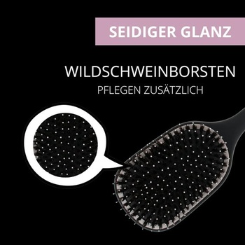 PARSA Beauty LOV.U Rozčesávacia kefa Wet & Dry (čierna) – Kefa na vlasy s flexibilnými nylonovými