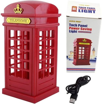 Noční lampa, Vintage Styl London Telefonní budka USB nabíjení (s baterií), Nastavitelný jas,