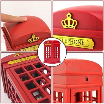 Noční lampa, Vintage Styl London Telefonní budka USB nabíjení (s baterií), Nastavitelný jas,