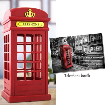 Noční lampa, Vintage Styl London Telefonní budka USB nabíjení (s baterií), Nastavitelný jas,