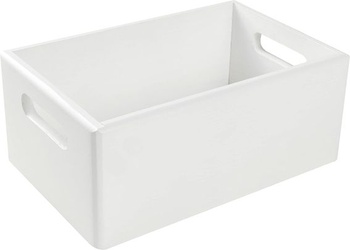 Creative Deco White Wooden Box Košík na ovocie Box | 30x20x13cm (+/-1cm) | s rukoväťou | bez veka |