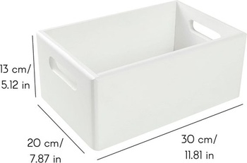 Creative Deco White Wooden Box Košík na ovocie Box | 30x20x13cm (+/-1cm) | s rukoväťou | bez veka |