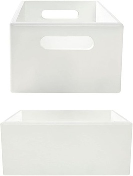 Creative Deco White Wooden Box Košík na ovocie Box | 30x20x13cm (+/-1cm) | s rukoväťou | bez veka |