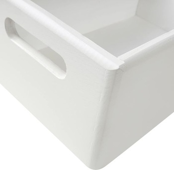 Creative Deco White Wooden Box Košík na ovocie Box | 30x20x13cm (+/-1cm) | s rukoväťou | bez veka |