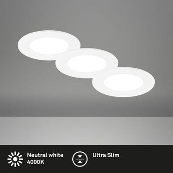 BRILONER - Sada 3 LED vstavaných bodových svietidiel 230V ploché, neutrálne biele svetlo, každý 3W