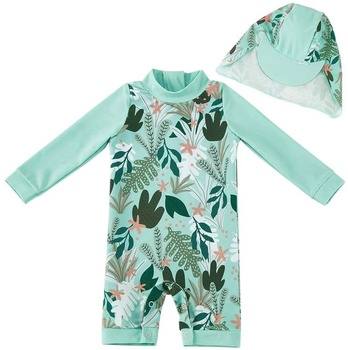 UMELOK Baby Swimwear UV Protection 50+ Jednodílné plavky (zelené tropické rostliny, 3-6