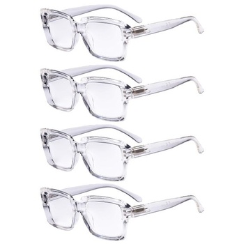 Eyekepper Pack 4 stylových brýlí pro ženy – průhledné velké čtvercové brýle +2,25