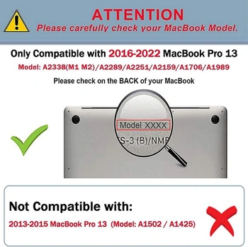 Pouzdro TECOOL pro MacBook Pro 13 palců 2022 2021 2020-2016, A2338(M1/M2) A2289 A2251 A2159 A1989