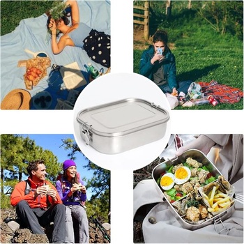 Nerezový obědový box Newaner, 800 ml nepropustný obědový box s odnímatelnou přepážkou, udržitelný a