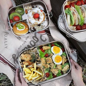 Nerezový obědový box Newaner, 800 ml nepropustný obědový box s odnímatelnou přepážkou, udržitelný a