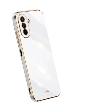 JIAFEI Case pro Huawei Nova Y70, Golden Edge Plating Design TPU silikonový ochranný kryt. Bílý