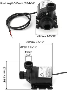 QWORK® 2 kusy DC 12V vodní čerpadlo 800L / H 5M, bezkartáčové ponorné vodní čerpadlo, pro solární