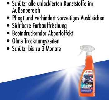 SONAX XTREME Ceramic plastický tmel (750 ml) sa stará o plast a zaisťuje intenzívne osvieženie farieb