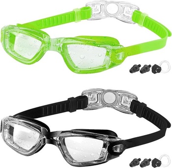 Plavecké okuliare COOLOO, balenie 2 ks plaveckých okuliarov pre deti/junior/dospelé, unisex okuliare pre