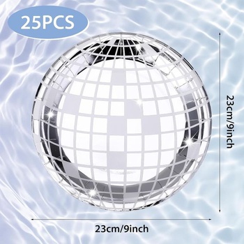 Lusofie 25 kusů papírových talířů stříbrných 22,9 cm disko papírové talíře kulaté párty dekorace na