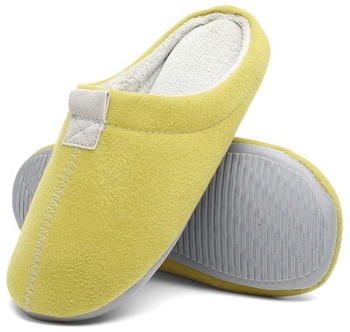ChayChax Unisex Warm Slippers Memory Foam Pohodlné plstěné pantofle v podzimní a zimní žluté, 36/37