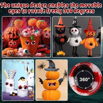 Samolepiace Googly Eyes UPINS, balenie 300 kusov Halloweenskych Googly Eyes Červené Samolepiace Google