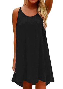 Dámské plážové šaty Acramy Krátké šaty se špagetovými ramínky Šaty Šifon letní šaty (černá, M)