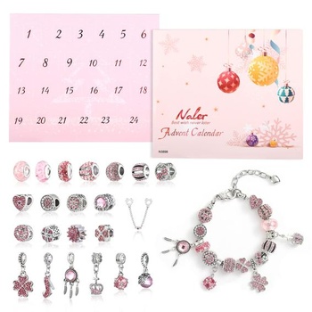 Naler 24dílné přívěsky Adventní kalendář růžové šperky…