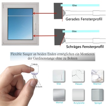 Záclonové tyče Venwemong 3ks biele