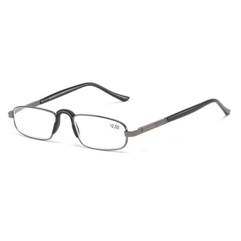 Pánské a dámské kovové brýle na čtení s pružinovým pantem a pouzdrem (černé, 3.0)