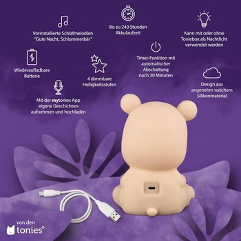 audio figúrky tonies pre Toniebox – medvedík nočného spánku – hudba s upokojujúcimi zvukmi +