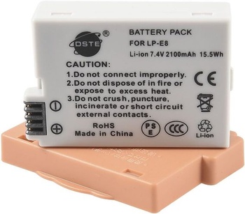Náhradná batéria DSTE 2-Pack kompatibilná pre Canon LP-E8 EOS 550D 600D 650D 700D Kiss X4 Kiss X5