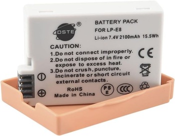 Náhradná batéria DSTE 2-Pack kompatibilná pre Canon LP-E8 EOS 550D 600D 650D 700D Kiss X4 Kiss X5