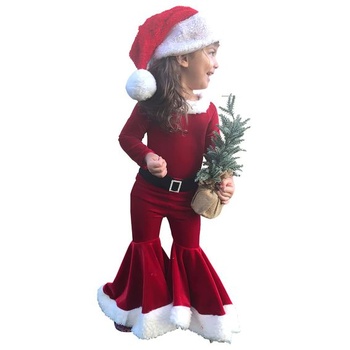 TAGVO Batole Dívčí vánoční soupravy oblečení Trička s dlouhým rukávem + Kalhoty + Čepice 3dílná