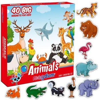 magdum Dětské magnety na zvířátka - 40 magnetů na velké lednice - Vzdělávací hry - Hry pro děti 3