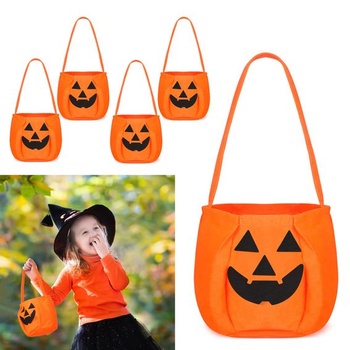 Xuniea 4 kusy halloweenský koš ve tvaru dýně Candy Bag Trick or Treat Bag Netkaná taška na Candy